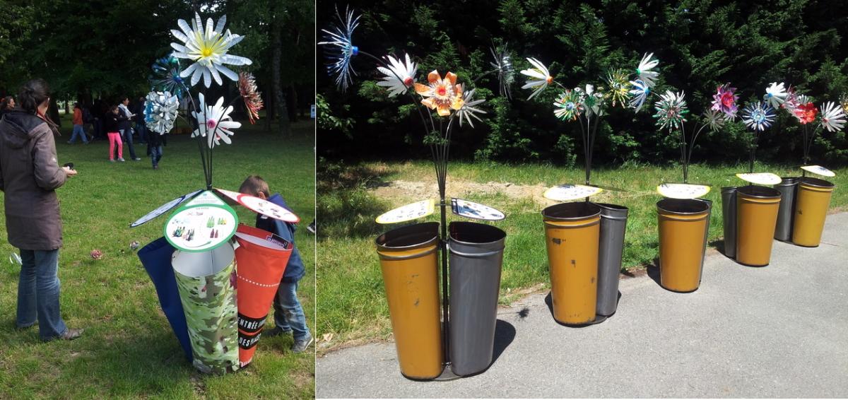 Fleur Recycleuse, bacs acier en tôle, manifestation, recyclage de bâche